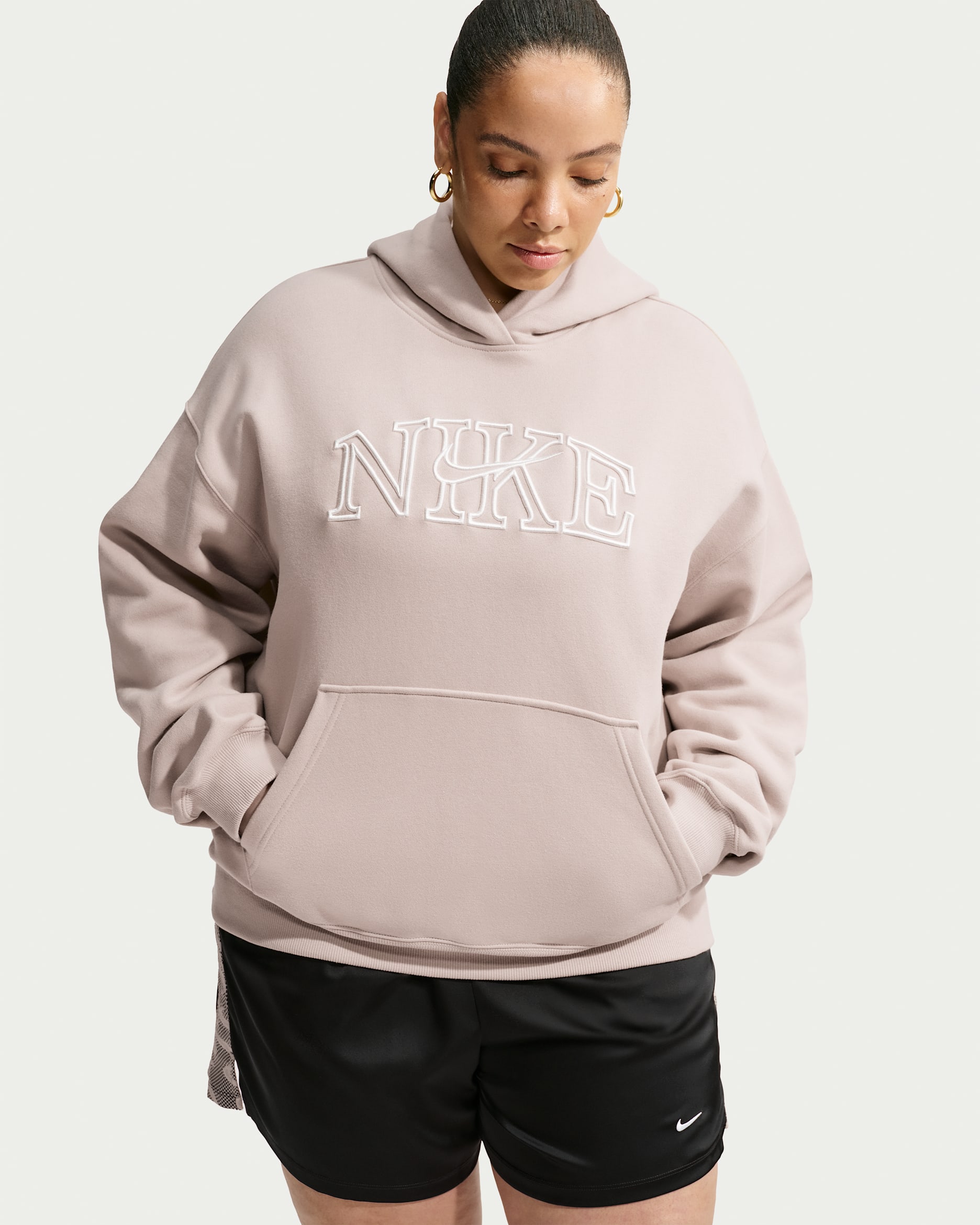 Nike Studio Fleece Medium Weight Women's Oversized Pullover Logo